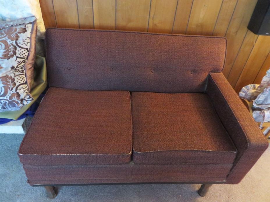 MID MODERN 1950'S TWO PIECE SECTIONAL BROWN: STRAIGHT CUT PHOTO'S 2 HALVES