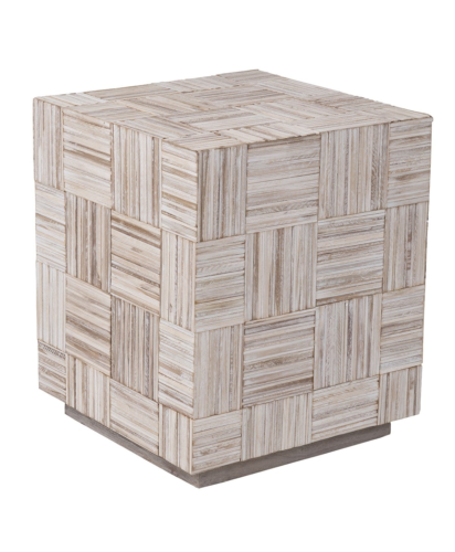 East At Main Maria Off-White Teak Square Accent Table, 20x20x24