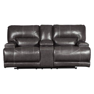 Signature Design by Ashley McCaskill Reclining Loveseat with Console, Gray