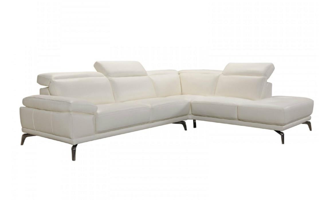 KENNET Sectional Living Room Couch Set Furniture - NEW White Leather Sofa Chaise