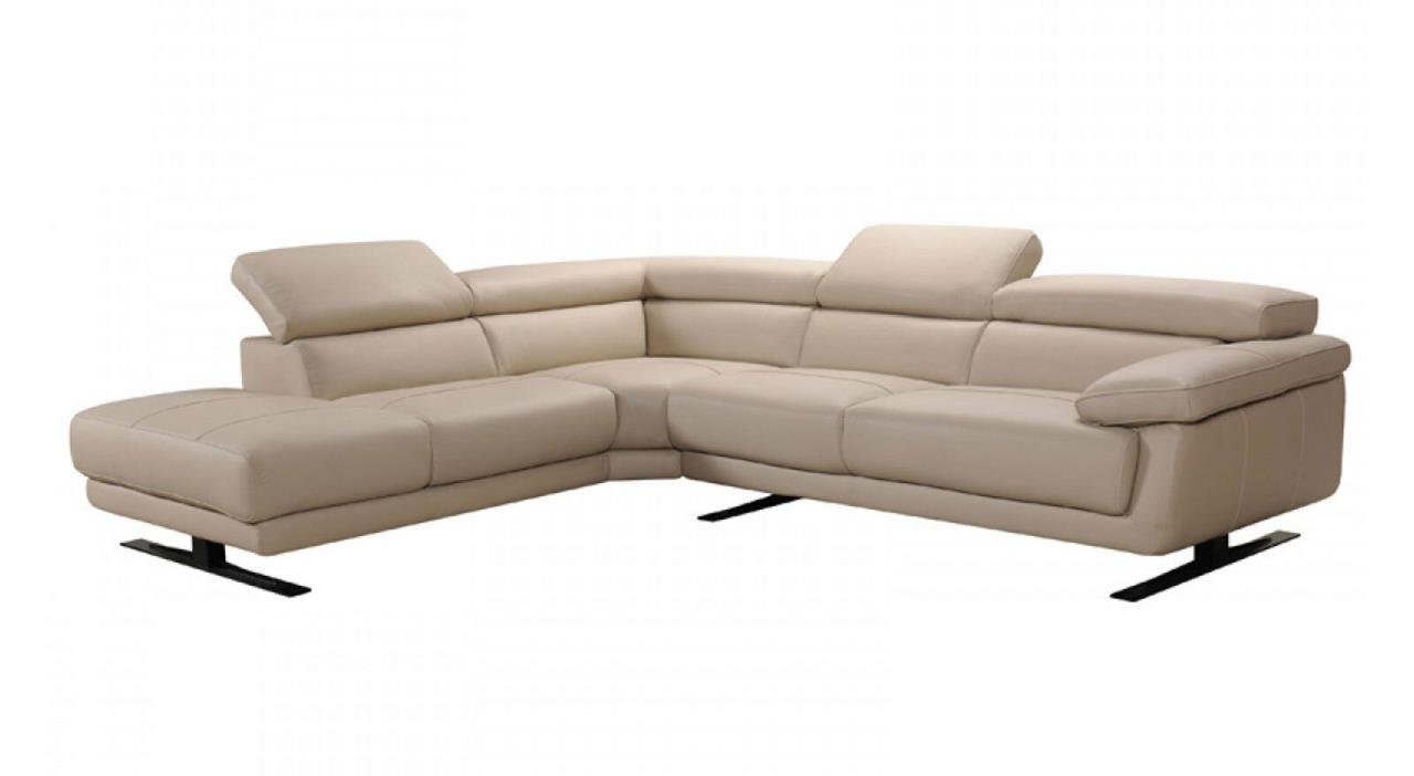 NEW VISION Modern Living Room Furniture Sectional Taupe Leather Sofa Chaise Set