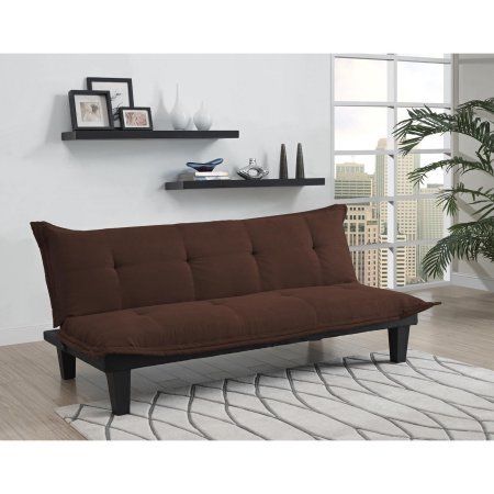 DHP Lodge Tufted Upholstery Futon Couch, Brown