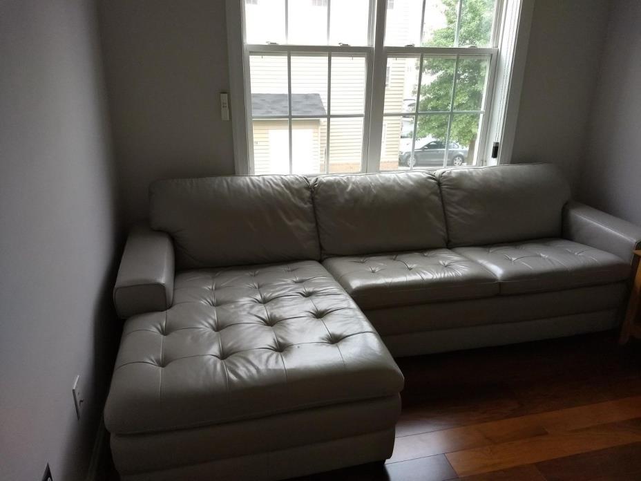 Gray Leather Sofa with left-side Chaise