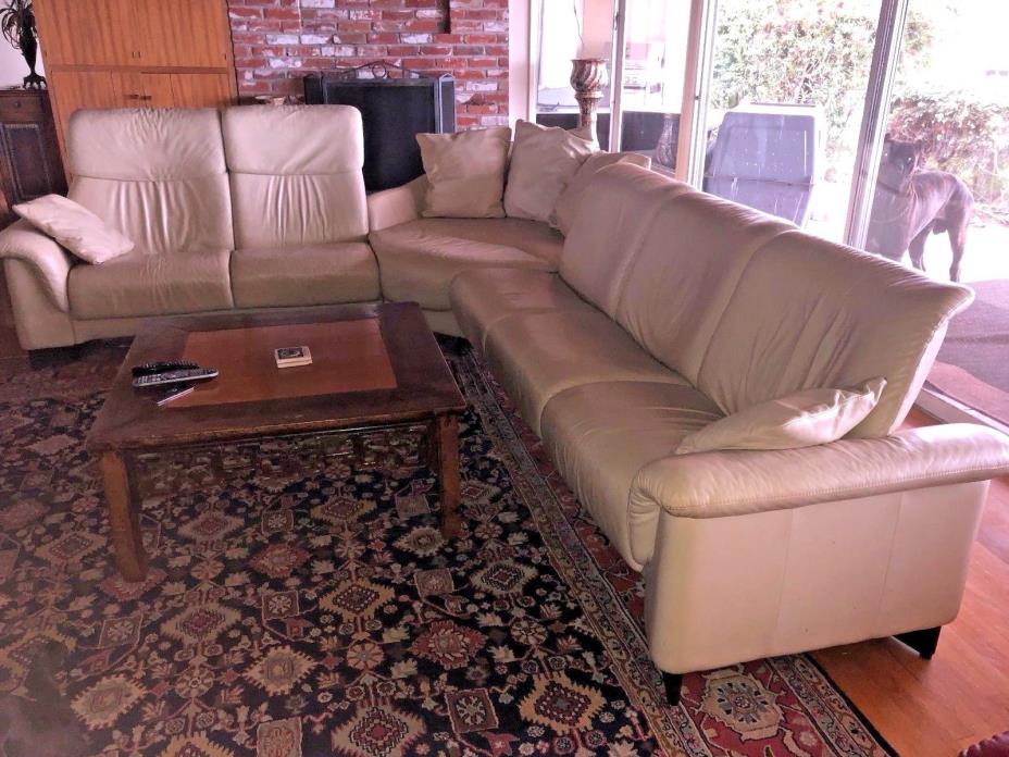 Ekornes reclining Leather Sectional Sofa with storage ottoman New was $13,000+