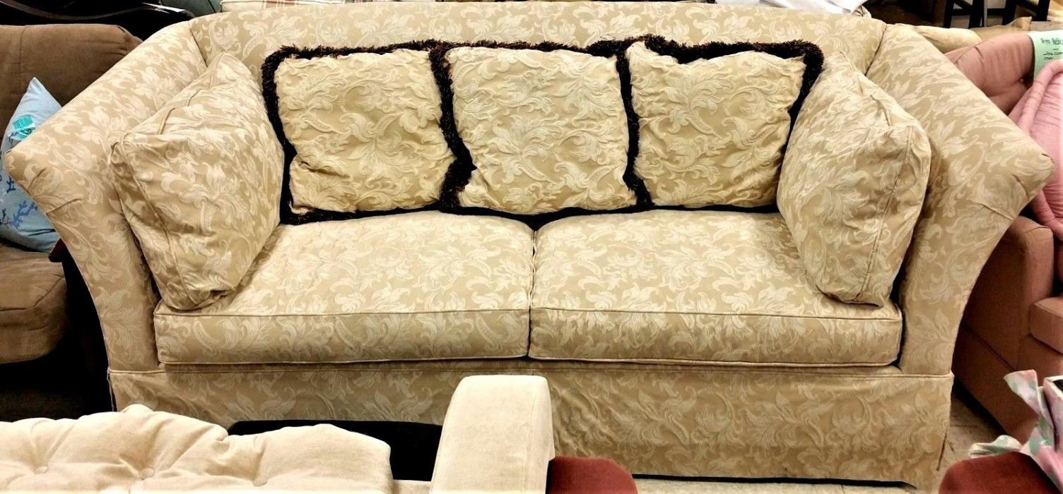 Elegant High End Schnadig (USA) Modern High Back Sofa With Throw Pillows
