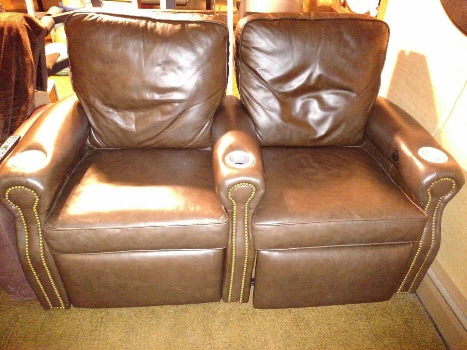 Cinematech Lone Star home theater seats, Pair, Brown leather, recliner, 60% off