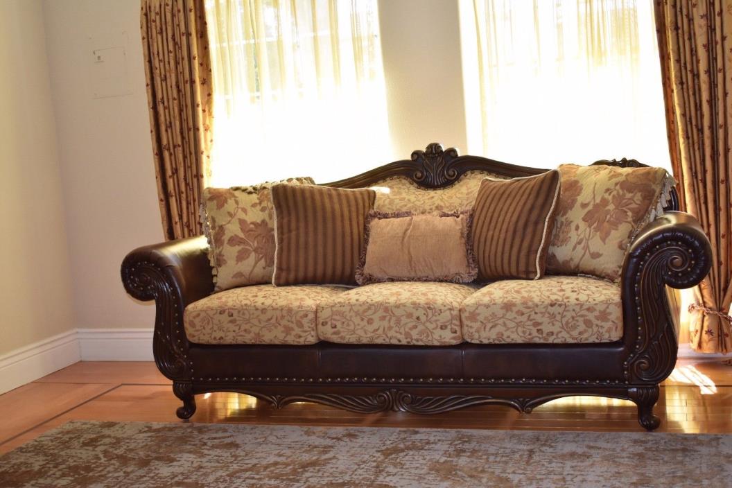 ACME Remington living room sofa set with brown cherry finish