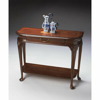 Plantation Cherry Console Table with Antique Brass Hardware