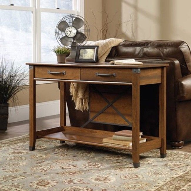 SOFA TABLE, Washington Cherry Finish, 2 Drawers w/ Lower Shelf