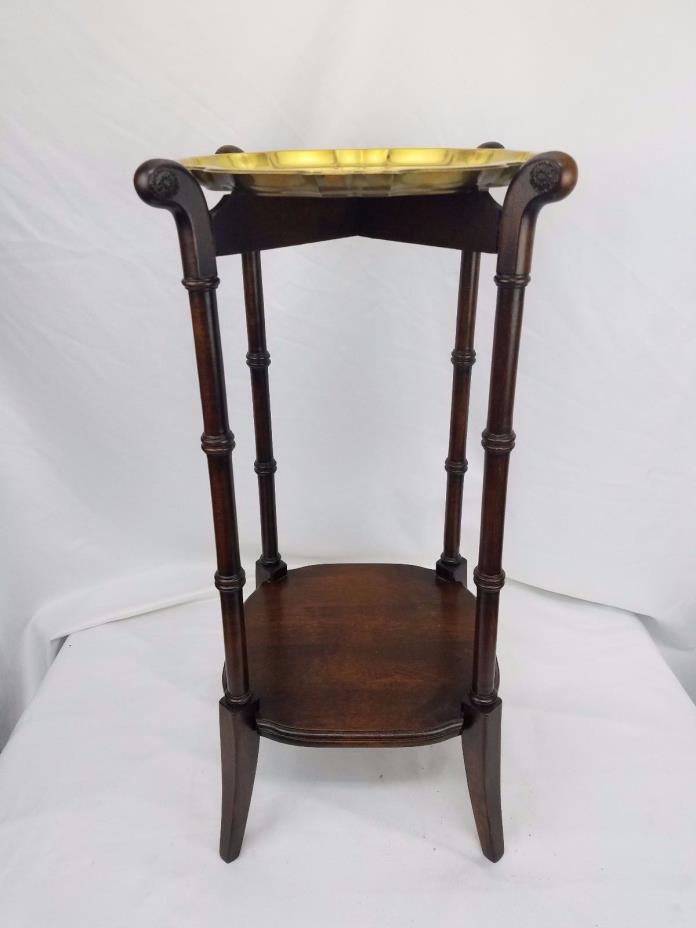 Butler Specialty Accent Table Dark Mahogany w/ Oneida Gold Etched Tray Table Top