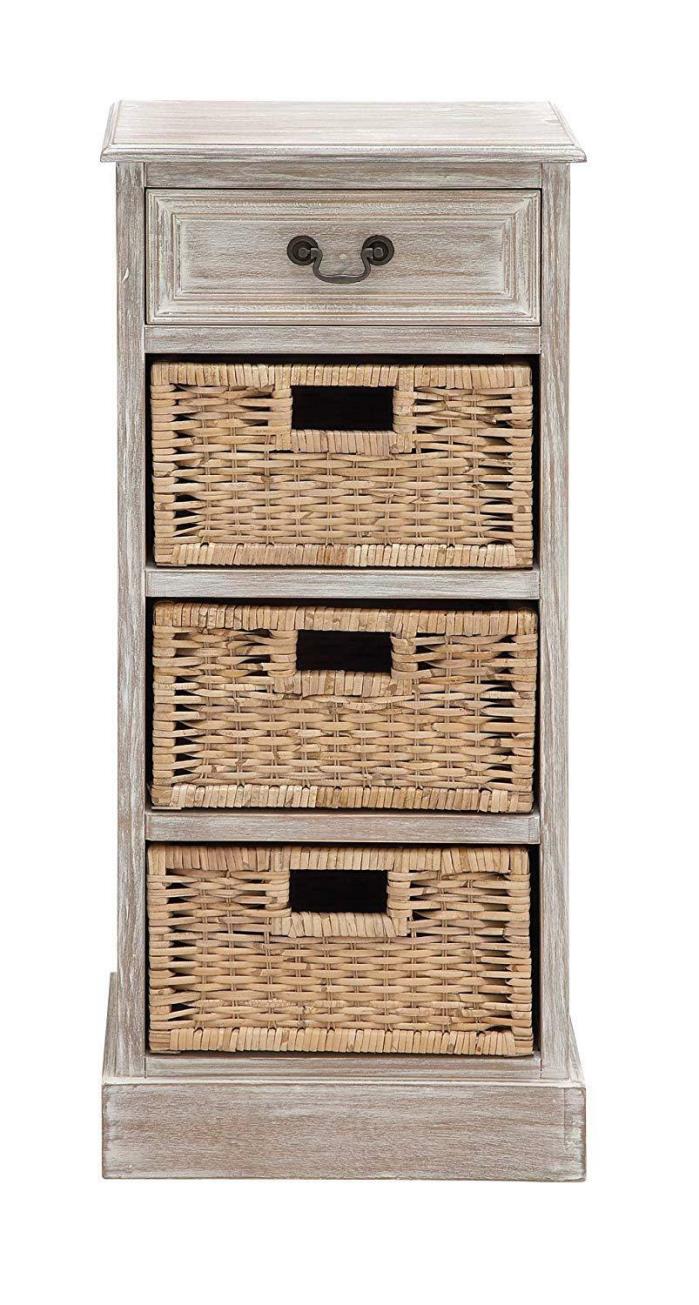 Deco 79 Wood 3-Basket Chest, 16 by 36-Inch