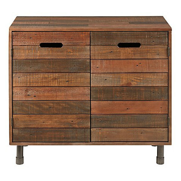 Accent Chest Pine Slats Multi Color Stain Two Doors Furniture Storage Home
