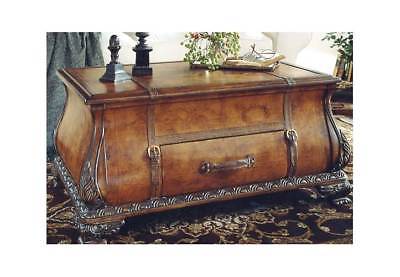 Wood Trunk Table w Ornamental Straps & Carvings [ID 6269]