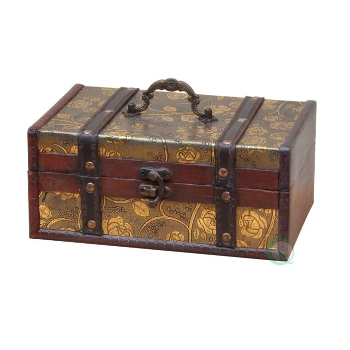Decorative Faux Leather Wood Trunk Box Keepsakes Chest Free Shipping New