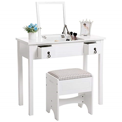 VASAGLE Vanity Set with Flip Top Mirror Makeup Dressing Table Writing Desk with
