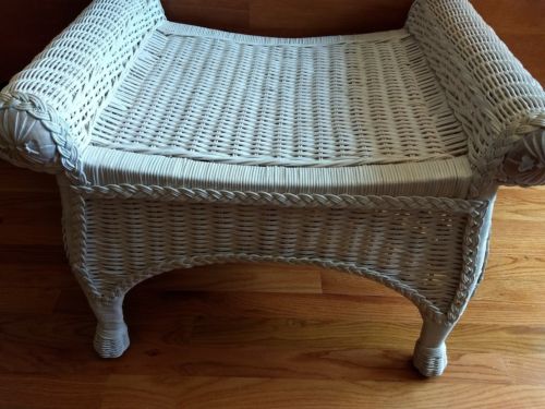 white wicker pier one jamaica desk chair seat vanity stool bench mint