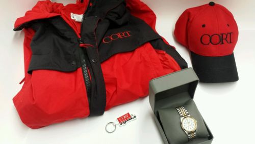 Cort Furniture Baseball Cap, Key Chain, Wrist Watch and Size medium Jacket