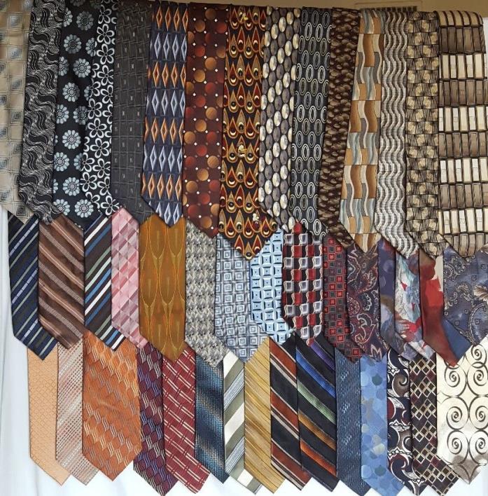 Huge Lot of 45 Men's Neckties Ties Disney Van Heusen Privado Claiborne Arrow