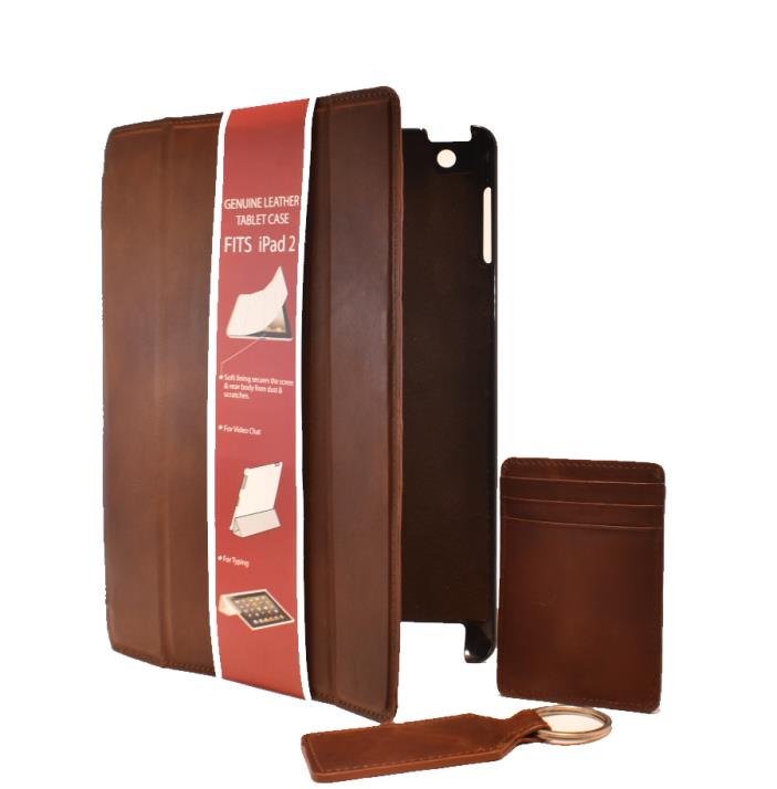 Genuine Leather iPad 2 Case, Card Case w/ Bottle Opener & Key Fob Gift Set!