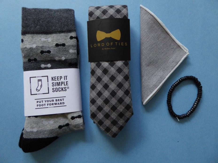 Lord of Ties Tie + Keep it Simple Bow Tie Socks + Bracelet + Pocket Square