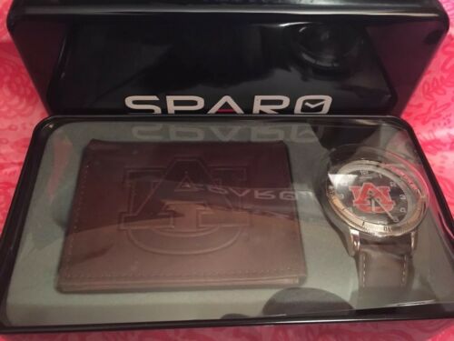 New Sparo Men’s Auburn Tigers Wrist Watch Set  with Leather Wallet *Ships Free*