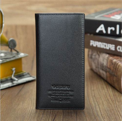 Mens Business Long PU Leather Wallet ID Card Clutch Bifold Black Purse Hanbag US