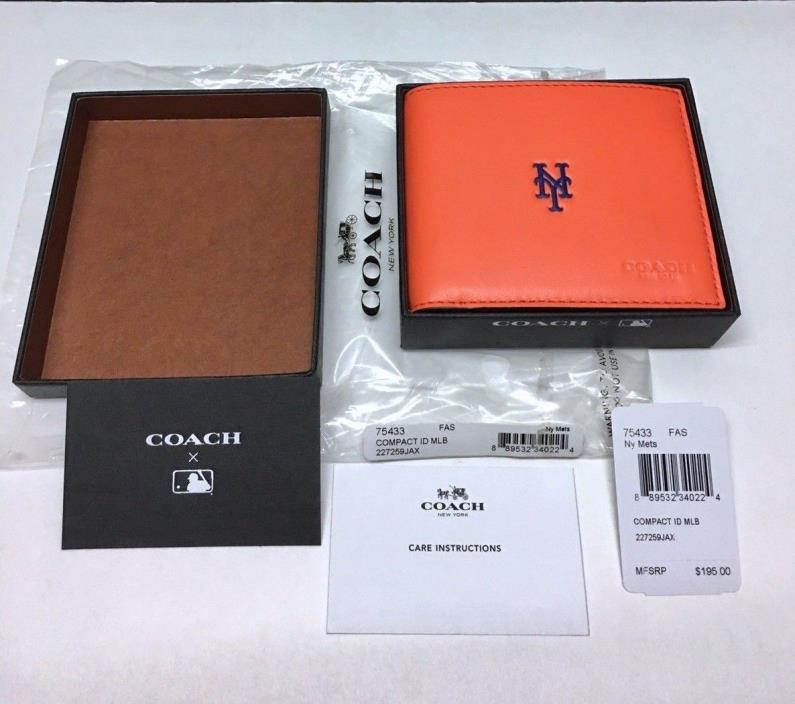 NWT Coach 75433 x MLB Baseball Limited Edition Men's Compact ID NY Mets Wallet