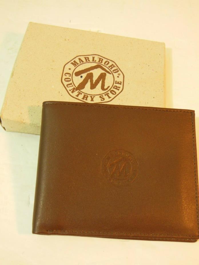 Marlboro Country Store Brown Bi-fold Leather Wallet With Box