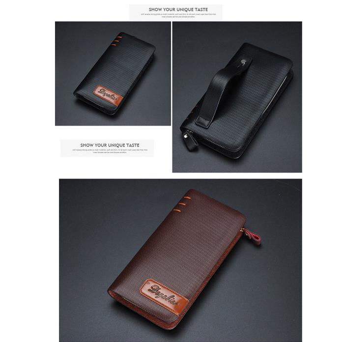 Men's Long PU Leather Wallet Zipper Clutch Holder Business Casual Purse US FAST