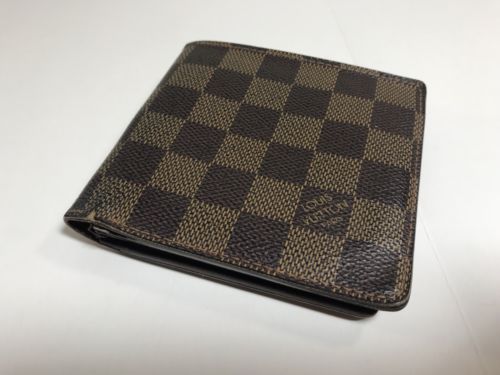 Louis Vuitton Authentic Men's Marco Damier Canvas Wallet Leather Bifold Brown