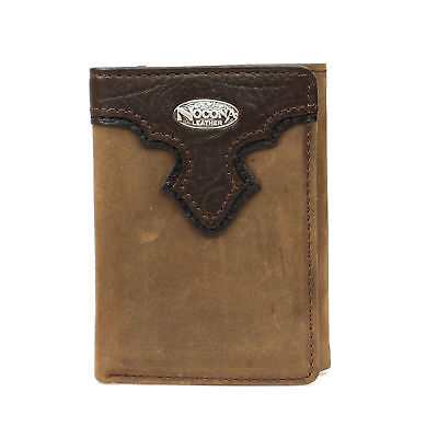 Nocona Medium Brown Leather Cash Slot Trifold Wallet OS