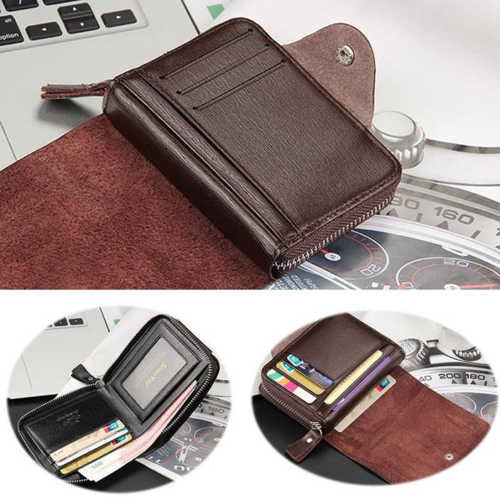 Fashion Men's Bifold Leather ID Credit Card Holder Clutch Purse Business Wallet