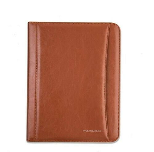 Zippered BROWN Leather Business Padfolio, Portfolio Presentation Folder
