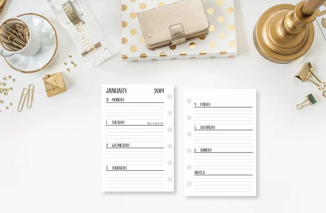 2019 Calendar Weekly Planner Refill FITS Louis Vuitton Agenda-LV insert