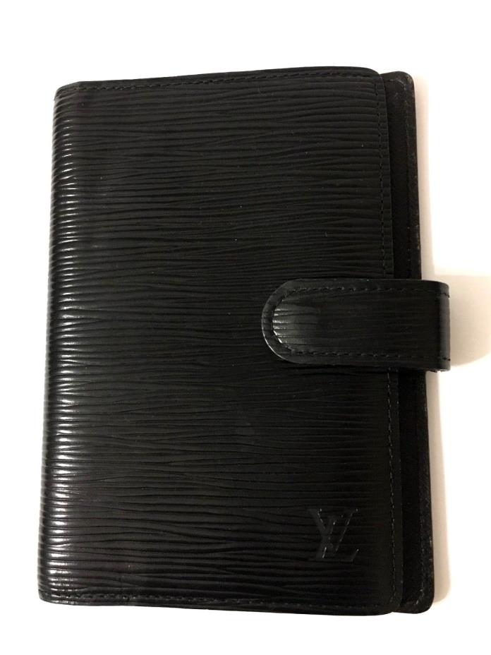 LOUIS VUITTON Epi Leather Black Small Ring PM Agenda Planner Passport Wallet