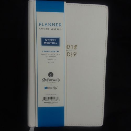 2018 2019 Ampersand Blue Sky 5 x 8  Weekly Monthly Planner White Ribbon Marker