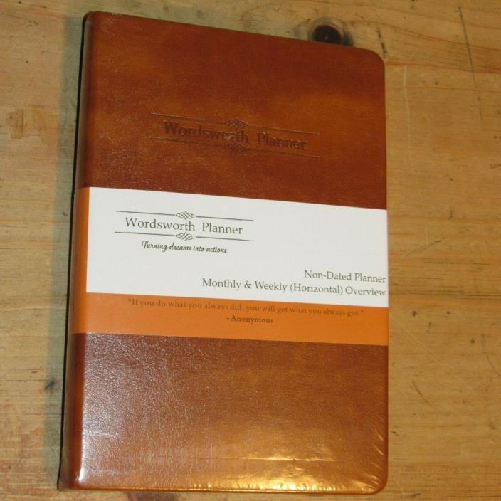 WORDSWORTH PLANNER ~ Non-Dated Weekly & Monthly HORIZONTAL ~ Brown ECHO Friendly