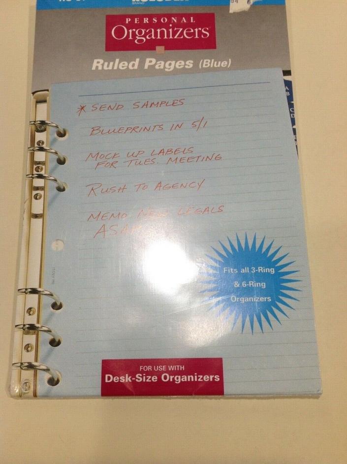 Planner Note Pages Blue Lined for 3 or 6 Ring Binder 5.5 x 8.5