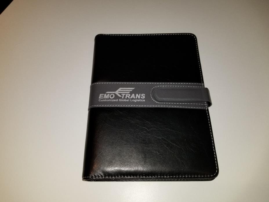 Leather Planner/Organizer Emo Trans Customized Global Logistics Logo