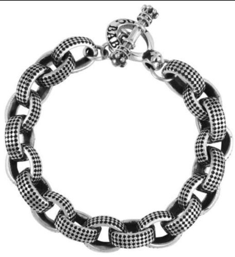 New Authentic King Baby Check Mate Link Bracelet Sterling Silver .925 Men’s