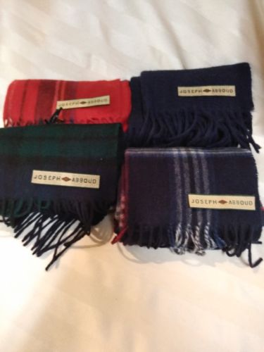 LOT OF 4 JOSEPH ABBOUD SCARFS 100% CASHMERE 3 PLAID 1 SOLID BLUE MADE IN GERMANY