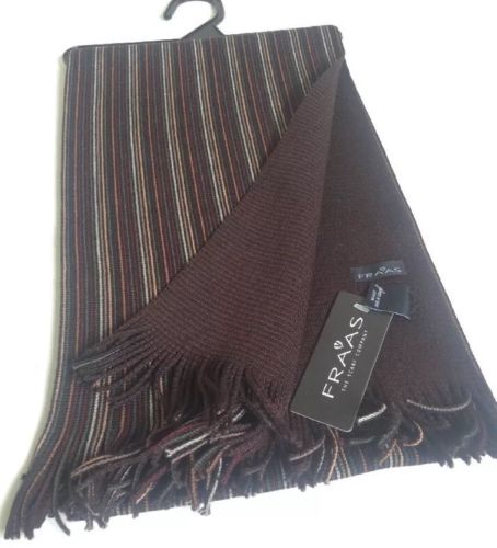 NWT Fraas Men's Scarf Stripped Brown Burgundy Gray Beige Originally $58.00