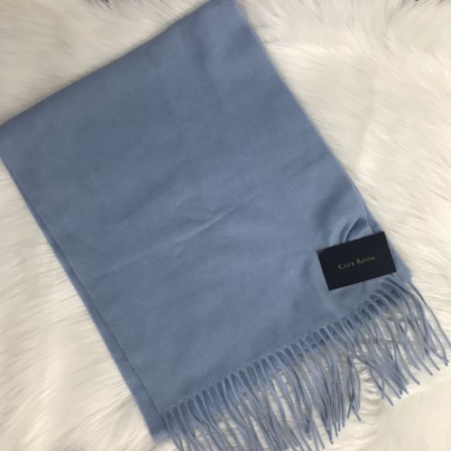 NWT Club Room 100% Cashmere Light Blue Scarf with Fringe