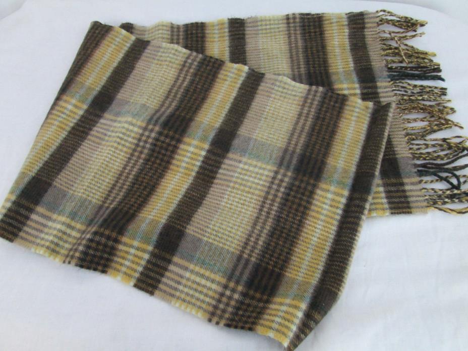 Men's COACH Cashmere & Wool Plaid Fringe SCARF 63