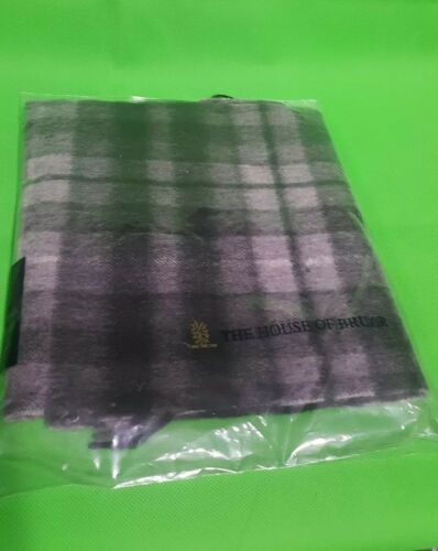 House of Bruar scarf Pure lambswool checked black grey winter scarf NEW SEALED