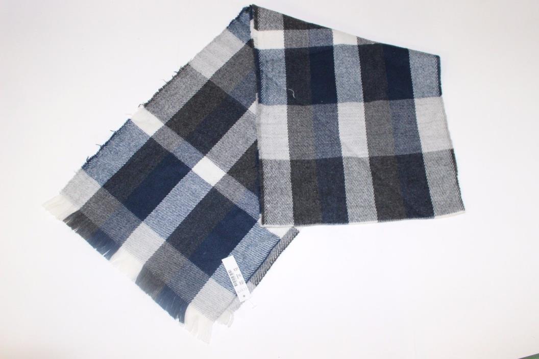 J.CREW SCARF ONE SIZE NAVY PLAID 100% ACRYLIC
