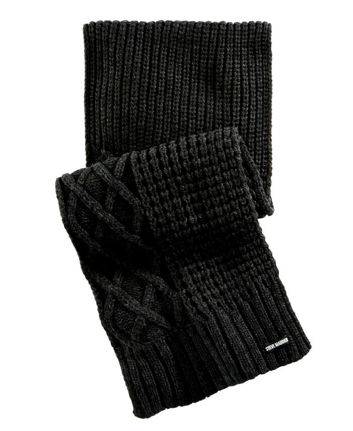 Steve Madden Men's Textured Scarf, Black, One Size