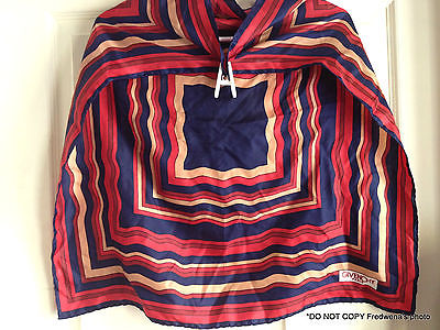 Givenchy Scarf navy blue red maroon tan square stripes from estate 25