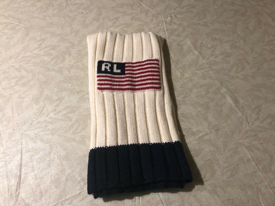Polo Ralph Lauren American Flag White Scarf Ivory Red Navy Blue 62