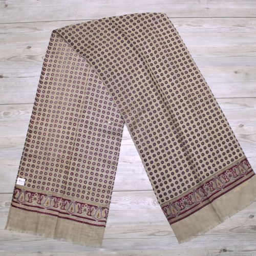ECHO paisley floret medallion neat SCARF vintage wool brown maroon made in japan